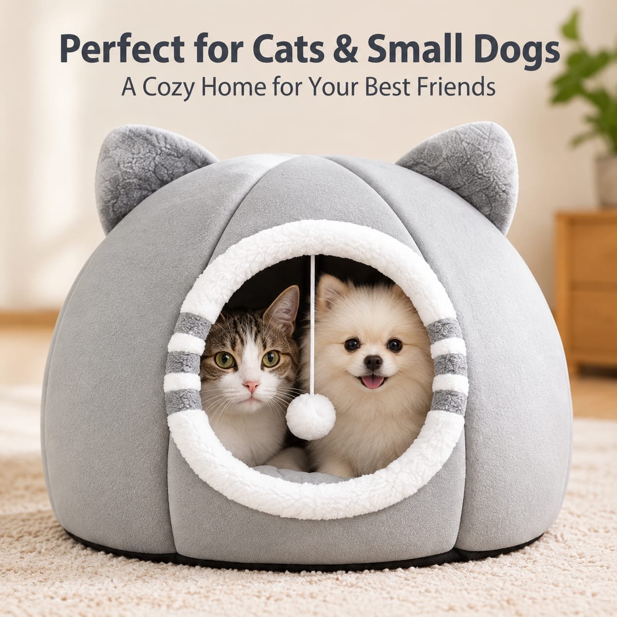 WhatsApp Image 2026-10-03 at 10.34.51 AM (5) Cozy Cat Cave Bed – Soft & Warm Pet House for Cats & Small Dogs, Comfortable Sleeping Nest with Covered Tent Design - Image 1