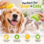 Long Handle Pet Bath Brush with Shampoo Dispenser – Soft Silicone Dog & Cat Grooming Comb, Massage Scrubber for Bathing, Cleaning & Loose Hair Removal